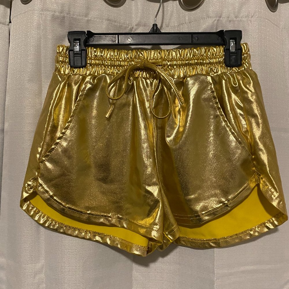Gold Metallic Shorts Size: Medium